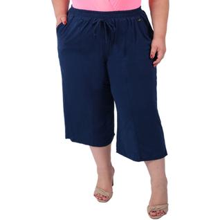 Calça Pantacourt Recorte com Bolso Moda Feminina Plus Size