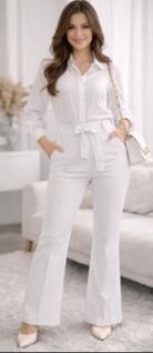 Calça pantalona alfaiataria com cinto