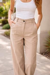 Calça Pantalona Alfaiataria Premium Feminina Cintura Alta Elastico na parte de Trás