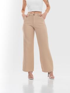 Calça Pantalona Linho Feminina Cintura Alta Com bolso na frente e ziper moda lançamento so