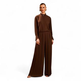 Calça Pantalona Ramo Plissada