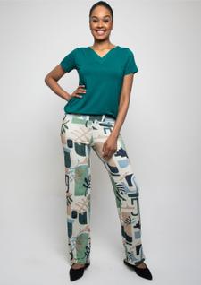 Calça Pau a Pique Estampada Verde