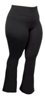 Calça Plus Size Bailarina Flare Boca De Sino Suplex Cós Alto