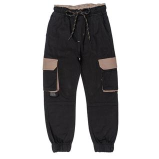 Calça sarja cargo jogger fole c/ recortes