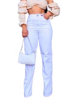 Calça wide leg jeans branca calça pantalona