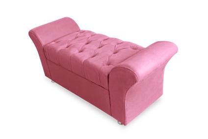 Calçadeira Baú Com Capitonê Veneza Cama King 195 cm Suede Rosa Barbie LM DECOR