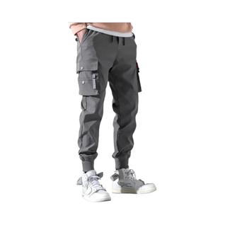 Calças Cargo Masculinas Soltas E Casuais 2025, Tendência Em Cores Sólidas Com Múltiplos Bo