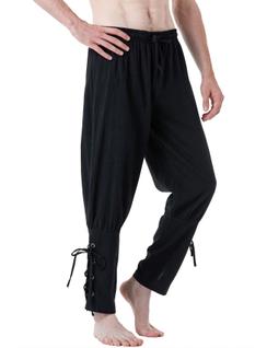 Calças de fantasia JEMITOP Vintage Renaissance para homens Black M