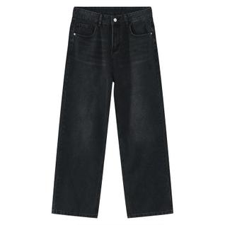 Calças Jeans Pretas Clássicas Masculinas De Perna Reta, Estilo Casual, Vintage, Calças De 