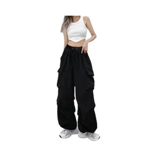 Calças Jogger Femininas De Cintura Baixa Com Cordão, Perna Larga, Casuais, Estilo Tech, Y2