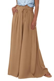 Calças PRETTYGARDEN 2025 Verão Pantalona Larga Caqui XL