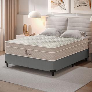 Cama Box Casal com Colchão Molas Ensacadas Ortobom Airtech Spring Pocket 138x188x65cm Bege
