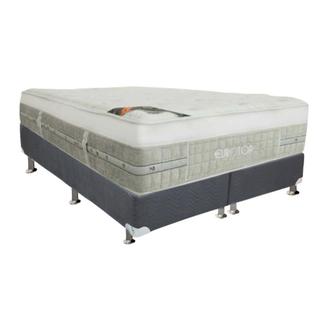 Cama Box Queen: Colchão Molas Pocket Ensacadas Castor Summer Winter + Base CRC Suede Gray