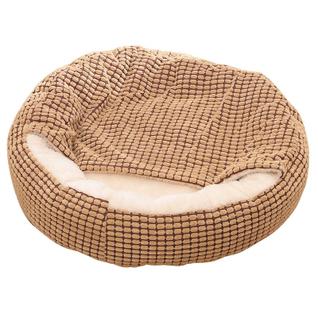 Cama para animais de estimação Cozy Corn Velvet para cães e gatos, café de 40 cm