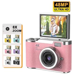 Câmera Digital 2026 NOVA 48MP com Tela Flip 4K 8X Zoom  Presente Estudante Portátil Selfie