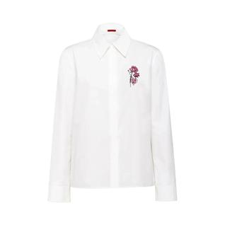 Camisa Casual Feminina De Verão Com Bordado E Gola, Manga Longa, Estilo Elegante Para O Di