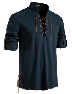Camisa de fantasia JEMITOP Vintage Renaissance Pirate Viking Masculina