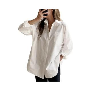 Camisa Feminina Branca De Manga Longa Solta Estilo Coreano Design De Outono Top De Estilo