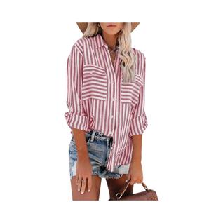 Camisa Feminina Listrada de Manga Comprida - Primavera/Verão 2024 - Estilo Elegante