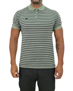 Camisa Gola Polo Masculina listrada Slim Fit Malha 100% Algodão Penteado Premium-Listrado 