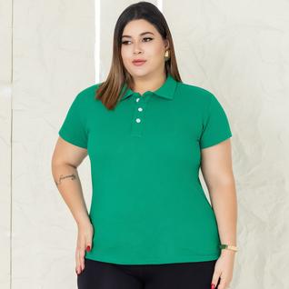 Camisa Gola Polo Plus Size Feminina Ótimo Acabamento Tecido Premium