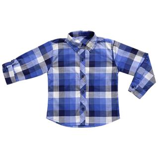 Camisa Infantil Look Jeans Manga Longa Xadrez