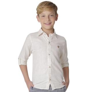 Camisa Juvenil Look Jeans Linho Bege
