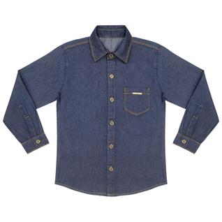 Camisa Juvenil Look Jeans Manga Longa Jeans