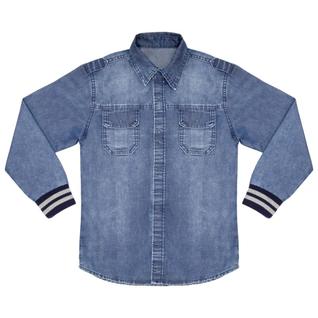 Camisa Juvenil Look Jeans Punho Ribana Jeans