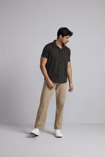 Camisa Manga Curta Jacquard Slim Fit - Preto / Exercito