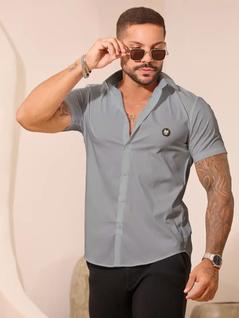 Camisa Masculina Gola Polo Elegante PitBull Jeans 93385 Cor:CinzaTamanho:M
