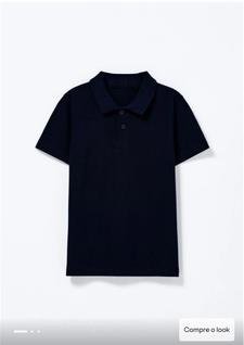 Camisa polo infantil menino manga curta em piquet - preto