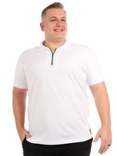 Camisa Polo Plus Size Masculina Anistia com Zíper e Punho Branca