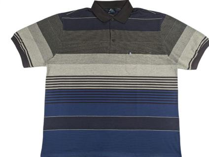 Camisa Polo Plus Size Masculina c/listras e bolso