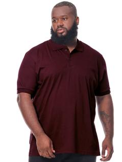 Camisa Polo Plus Size Masculina Lisa com Punho Vinho