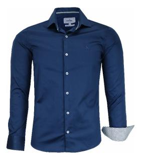 Camisa Social Acetinado Amil Manga Longa Slim Elastano 1825