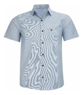 Camisa Social Manga Curta Comfort Com Bolso Passa Fácil 1848
