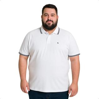 Camisa Social Polo Masculina Plus Size Elastano Básica G1/G4 Cor:BrancoTamanho:G4
