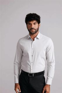 Camisa Social Slim Fit - Cinza Claro