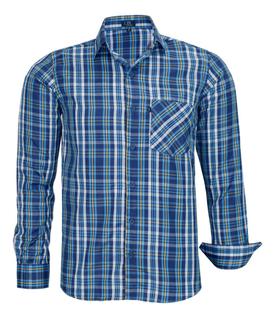Camisa Social Xadrez Bolso Manga Longa Comfort Misto 3037