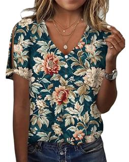 Camisas de manga curta HOTYD para mulheres Blusas boho modernas para mulheres 2024 Blusas 