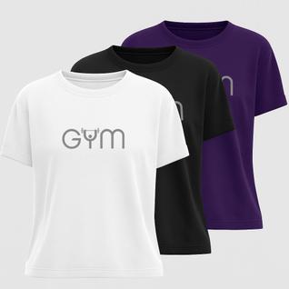 Camiseta Algodão Estampa Gym Kit 3 Peças Look Esportivo Para Treino Dia A Dia Confortavel 