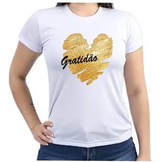 Camiseta Baby look coração gratidão réveillon festa ano novo