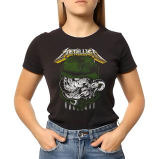 Camiseta Baby Look Feminina Metallica Caveira Com Capacete