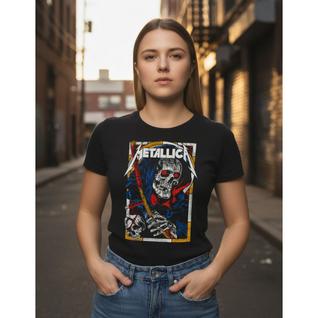 Camiseta Baby Look Feminina Metallica Caveira Com Machado