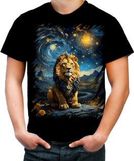 Camiseta Colorida Leão Noite Estrelada Van Gogh 1