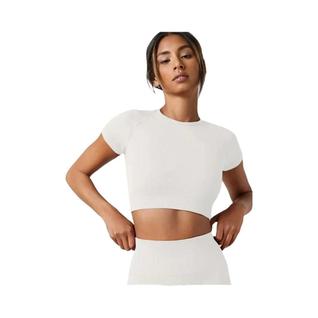 Camiseta De Yoga Sem Costura Para Mulheres, Manga Curta, Roupas Ativas Para Fitness E Corr