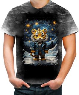 Camiseta Desgaste Tigre Noite Estrelada Van Gogh 5