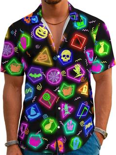 Camiseta DFZ 80s Neon Halloween Hawaiian Skull Party