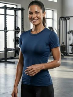 Camiseta Feminina Ajuste Justo Cor Sólida Minimalista Academia ou Casual Segunda Pele Mang